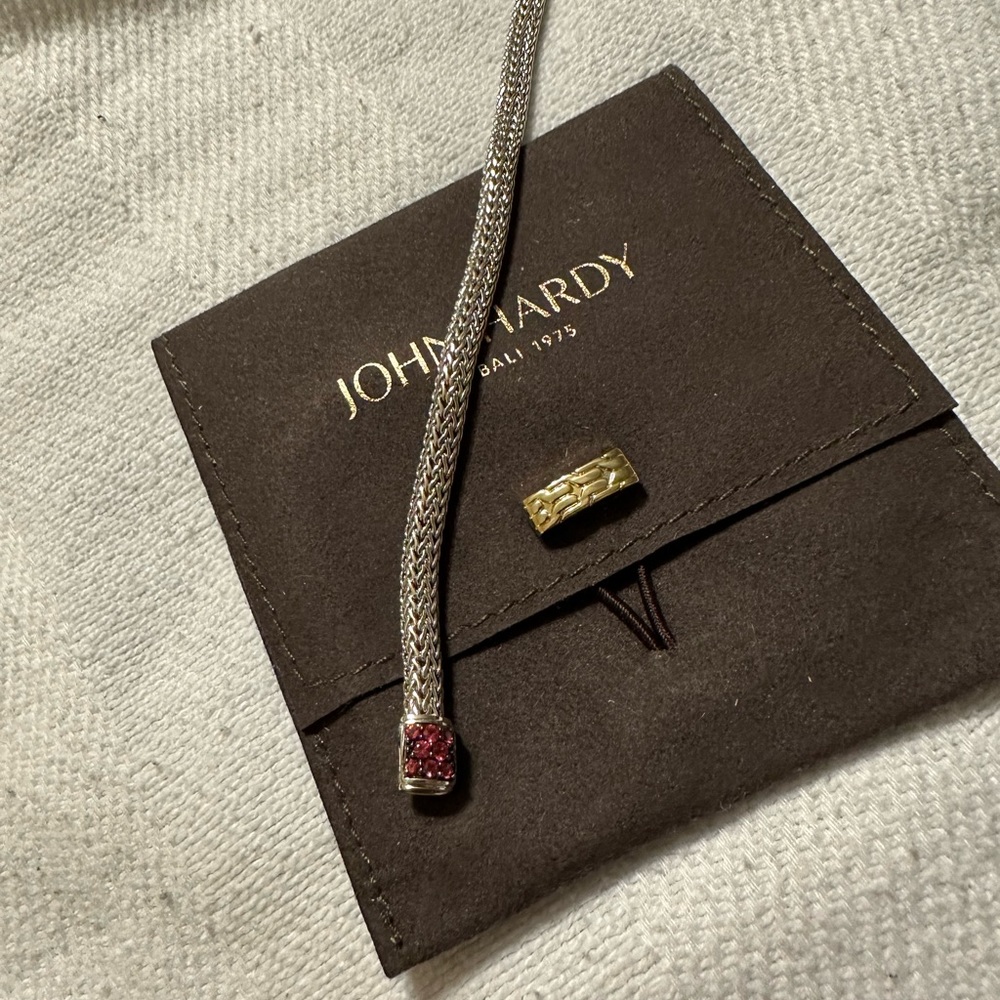 John Hardy classic chain 5mm bracelet with pink spinel stones